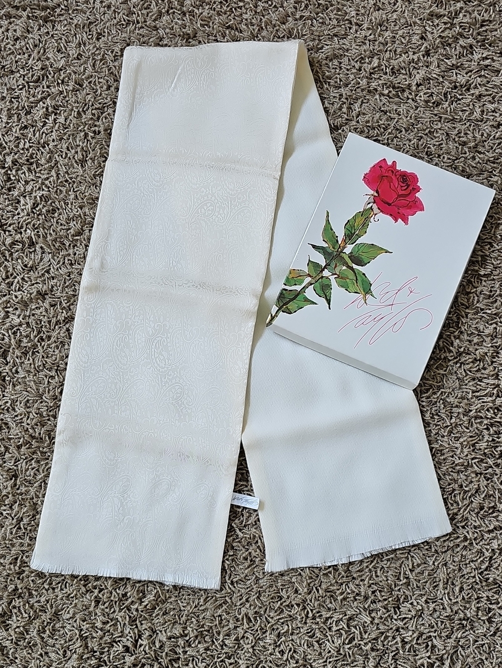 Vintage Lord & Taylor Silk Wool Paisley Scarf Original Rose Box